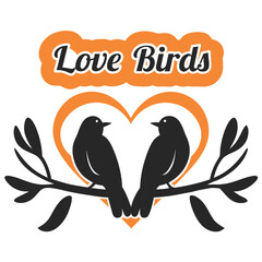 Whimsical Love Birds Illustration for Valentine's Day Apparel and Decor
