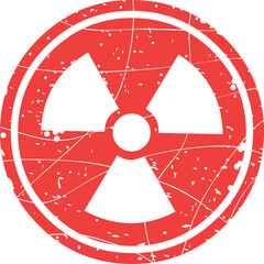 vector illustration red rubber stamp radioactive symbol worn texture concept
