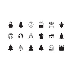 Christmas silhouette icon set on white background