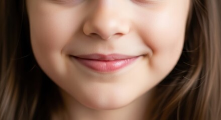 Smiling caucasian child showing dimples and smooth skin close-up