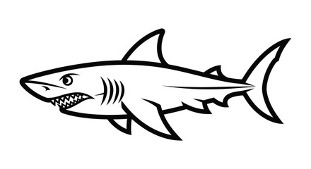 Fototapeta premium An illustration of a predatory shark with sharp teeth and a menacing expression.