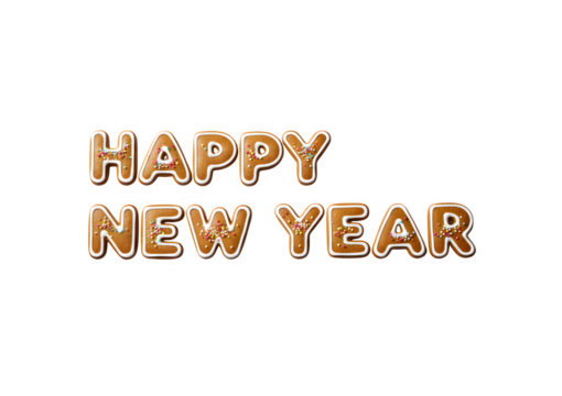 Happy new year message crafted with cookie letters
