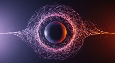 Abstract representation of a foundational energy field influencing surrounding elements and defining spatial dimensions ,theoretical ,gravity ,universe