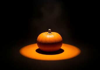 Halloween pumpkin spotlight concept with dramatic dark background design