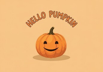 Halloween pumpkin greeting design with cheerful autumn festive concept