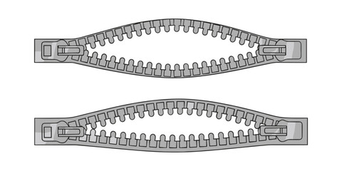 Obraz premium Zipper opening and closing mechanism on white background