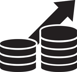 Stacked Coins Icon - Finance, Profit, Savings, Investment Vector Illustration.