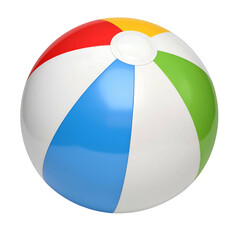 A brightly colored beach ball with alternating panels against a black backdrop