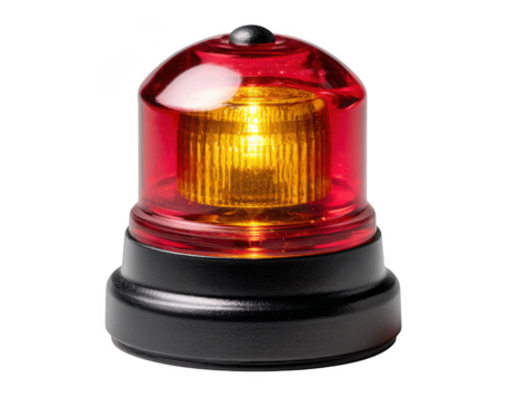 Red and yellow warning light isolated on transparent background