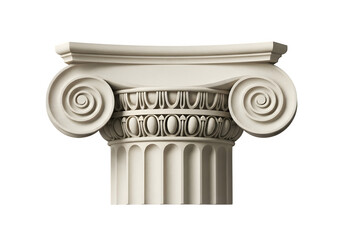Naklejka premium Ionic capital architectural detail, classical design element for decorations, building, isolated on white or transparent background. PNG