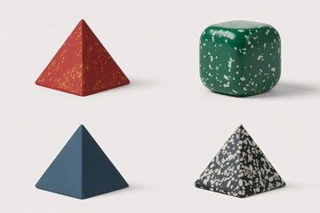 Geometric shapes decorative objects pyramid cube modern home decor elements