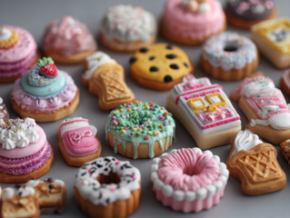 Collection of delicious colorful Christmas cookies