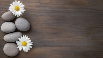 Concept for a massage and wellness voucher with stones and floral elements