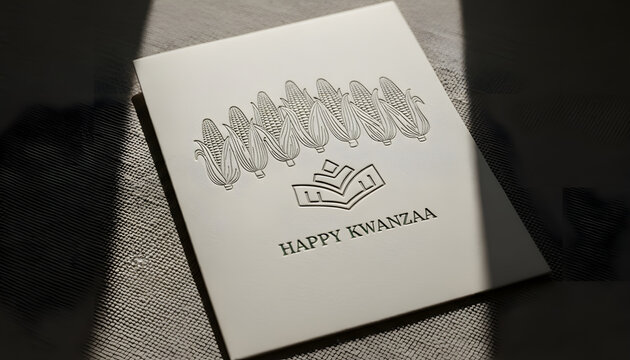 Kwanzaa greeting card with decorative pattern and festive message  