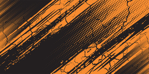 orange and black brush Car sticker wrap pattern banner abstract sporty lines black orange color combination grunge brush. modern. © SYAIFUL ANWAR
