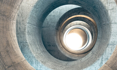 Obraz premium concrete circular spiral tunnel architecture 3d
