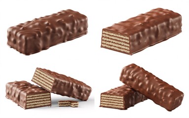 Chocolate wafer bars dessert sweet snack food photography product shot isolated