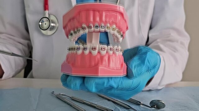 Orthodontist explains dental braces and their benefits for correct teeth alignment and oral health