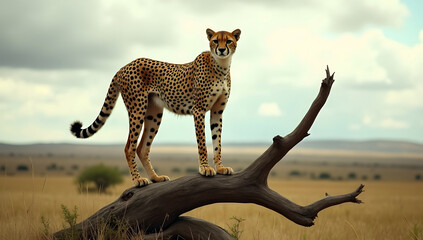 Cheetah Sprinting Fast Across the Savannah