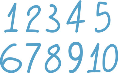 One to Ten Hand Drawn Numbers
