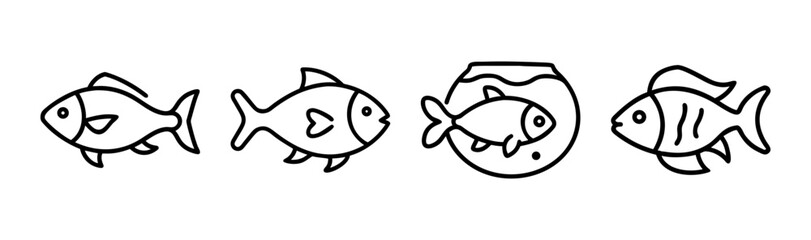 Charming line art fish designs simple aquatic creatures in various poses and styles