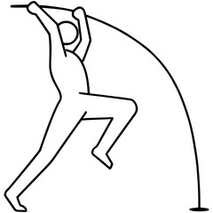 Dynamic athlete pole vaults high, capturing peak athletic achievement and striving for success in sports.