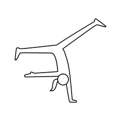 Dynamic gymnast performing an elegant cartwheel showcasing athletic grace and flexibility in a clean outline style
