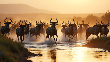 Elk Standing in Morning Misty Forest