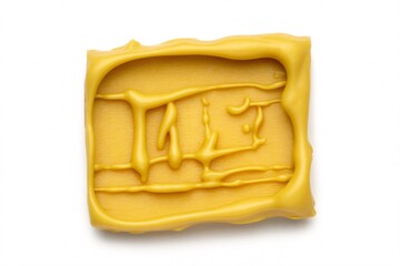 Mustard sauce condiment spread texture on white background food photography