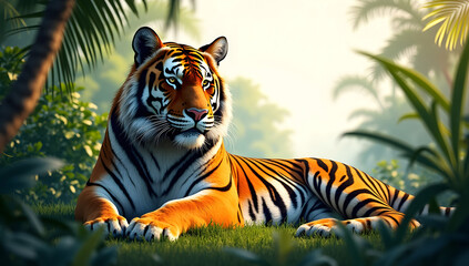 Tiger Running Through River Splashing Water