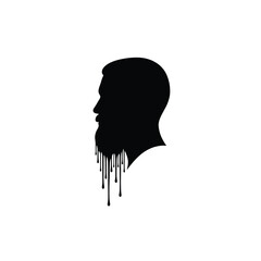 Bearded man dripping minimal vector silhouette black artistic design isolated-01.eps