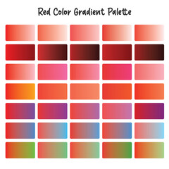 Red and Warm Tones Color Gradient Swatches Palette Vector Set