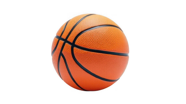 Realistic closeup rendering of an orange basketball with black lines and texture for sports photography