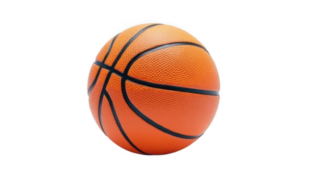 Realistic closeup rendering of an orange basketball with black lines and texture for sports photography