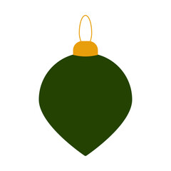 Green Christmas ball icon isolated on a white or transparent background. Vector illustration. Close-up festive element for New Year design.