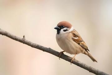  Close Up of Small Brown Bird with Natural Habitat,