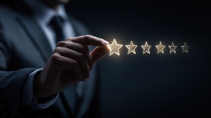 Customer satisfaction concept Professional giving five star review for excellence