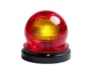 Rotating beacon with yellow light isolated on transparent background