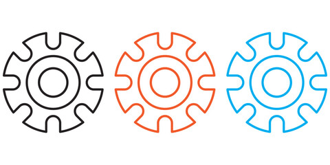 Gear icon set. Gear wheel icon set. Settings, configuration concept icons. Gear settings. Cogwheel icon collection. Gear icon vector design element logo template.