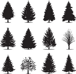 Fototapeta premium Enchanting Christmas Tree Vector Pack – Sparkling Festive Illustrations