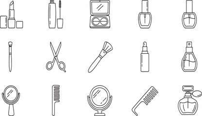 Fototapeta premium Hand drawn icons of makeup and beauty products