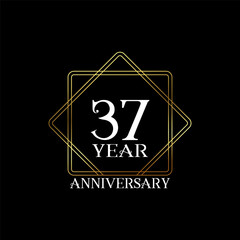 37 year anniversary wedding celebration design text vector illustration.