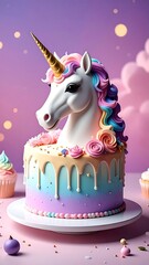 Whimsical Unicorn Cake - A Pastel Dream for Celebrations.