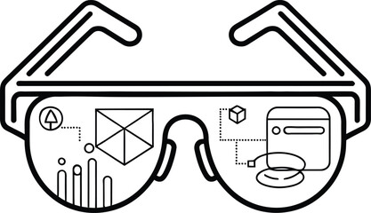 Augmented Reality Smart Glasses Icon with Holographic Digital Interface