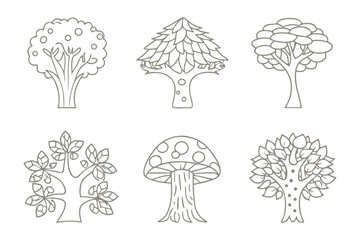 Stylized Tree Collection: A collection of various stylized tree illustrations perfect for adding a touch of nature-inspired design elements to your project. 