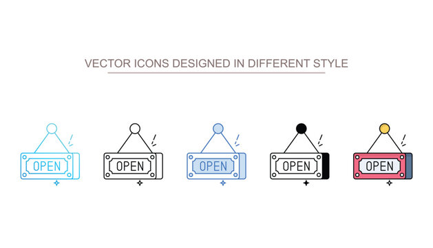 Open Sign icon set with different style
