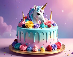 Whimsical Unicorn Cake - A Sweet Fantasy Delight.