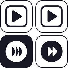 Play fast forward icons dark light vector