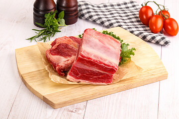 Raw beef rib for cooking