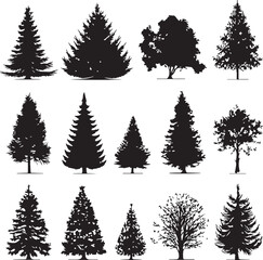 Obraz premium Enchanting Christmas Tree Vector Pack – Sparkling Festive Illustrations